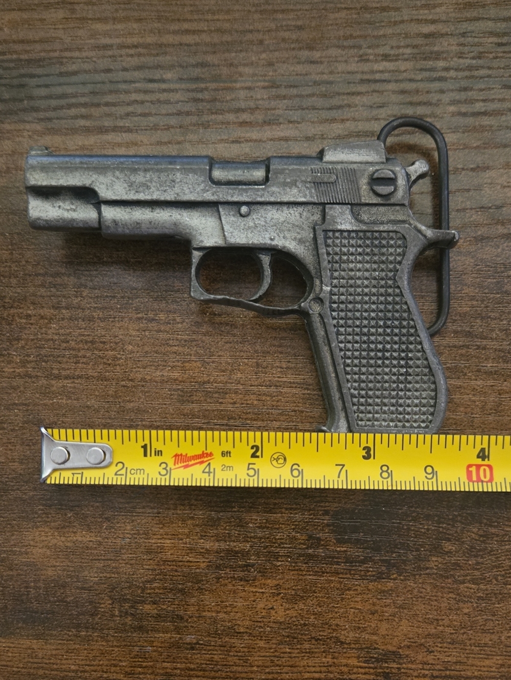 Pewter Handgun Belt Buckle